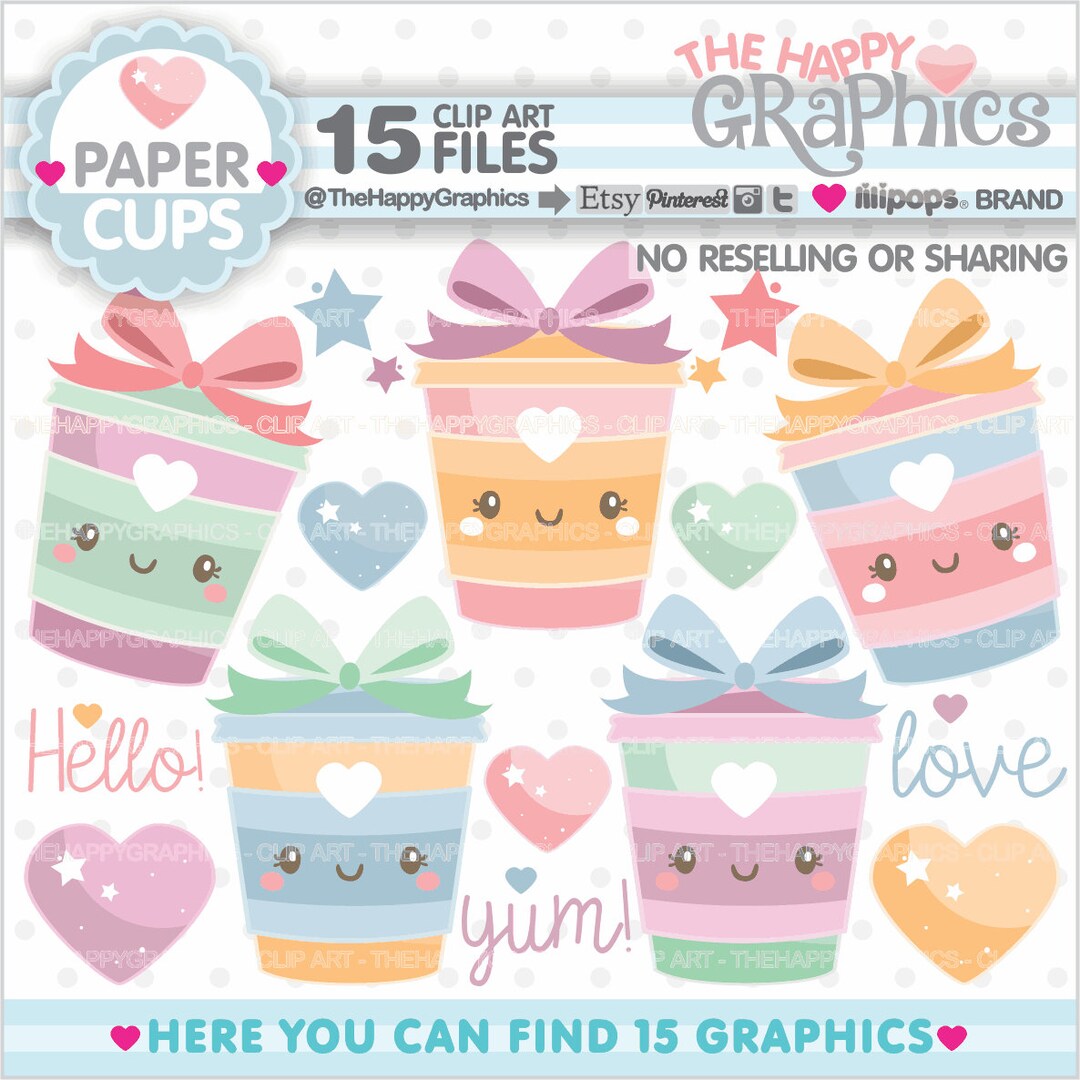 Paper Cups Clipart, Beverage Clipart, COMMERCIAL USE, Drinks Clipart ...