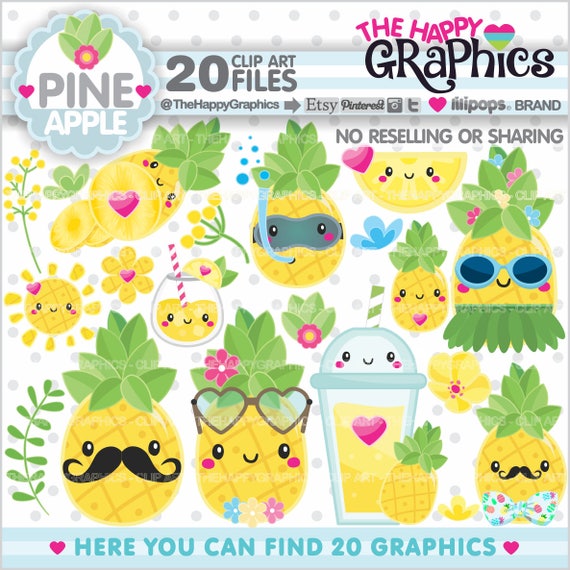 Pineapple Clipart, Pineapple Graphics, COMMERCIAL USE, Pineapple Party, Pineapple Illustration, Summer Clipart, Tropical, Sunglasses Il_570xn