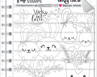 Rabbit Stamps, Commercial Use, Digi Stamp, Digital Image, Rabbit Digistamp, Coloring Page, Easter Stamps, Easter Digital Stamps, Egg