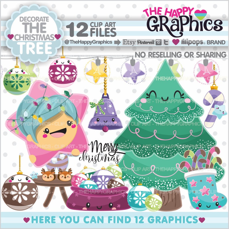 Christmas Clipart, Christmas Graphics, COMMERCIAL USE, Christmas Party, Winter Clipart, Christmas Tree, Christmas Ornament Cliparts, Digital image 1