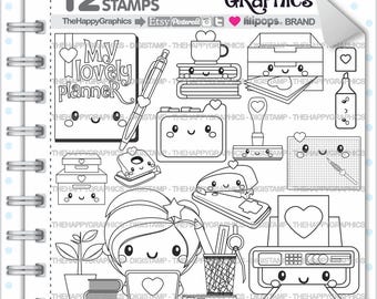 Planner Girl Stamps, Commercial Use, Digi Stamp, Digital Image, Planning Digistamp, Coloring Page, Planner Girl Cliparts