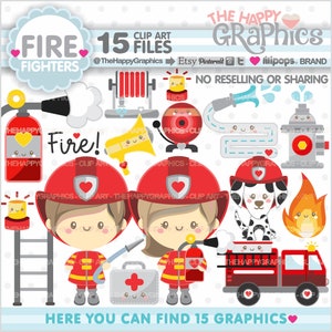 Firefighter Clipart, Firefighter Graphics, COMMERCIAL USE, Printable, Firefighter Party, Fire Clipart, Proffesion Clipart, Team Clipart image 1