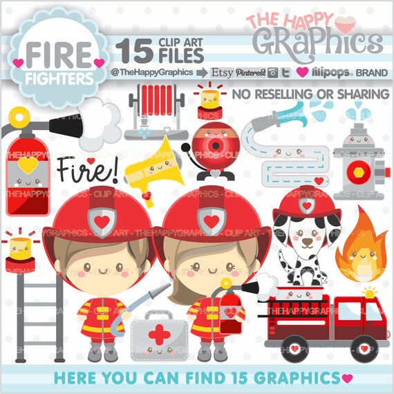 Firefighter Clipart, Firefighter Graphics, COMMERCIAL USE, Printable, Firefighter Party, Fire Clipart, Proffesion Clipart, Team Clipart Il_570xn