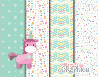 Unicorn Paper, Digital Paper, Printable Paper, Commercial Use, Printable Pattern, Printable Unicorn, Magical Paper, Magical Pattern, Digital