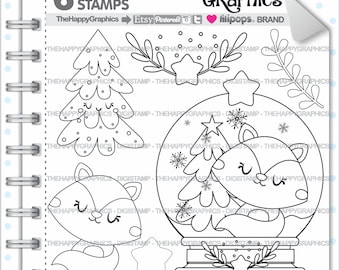 Winter Stamp, Winter Digistamp, Commercial Use, Snow Digistamp, Snow Digital Stamp, Fox Digistamp, Fox Images, Fox Digital Stamp, Animal