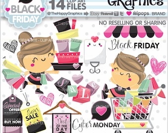 Shopping Clipart, Shopping Graphics, COMMERCIAL USE, Black Friday, Shop Graphics, Shopping Girl, Store, Shopping Day, Cyber Monday