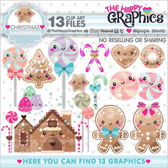 Gingerbread Clipart, Gingerbread Graphics, COMMERCIAL USE, Gingerbread Party, Planner Accessories, Christmas Clipart Il_570xn