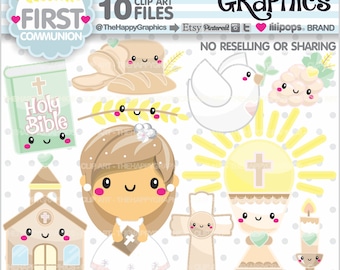 First Communion Clipart, First Communion  Graphics, Commercial Use, Girl Clipart, Girl First Communion