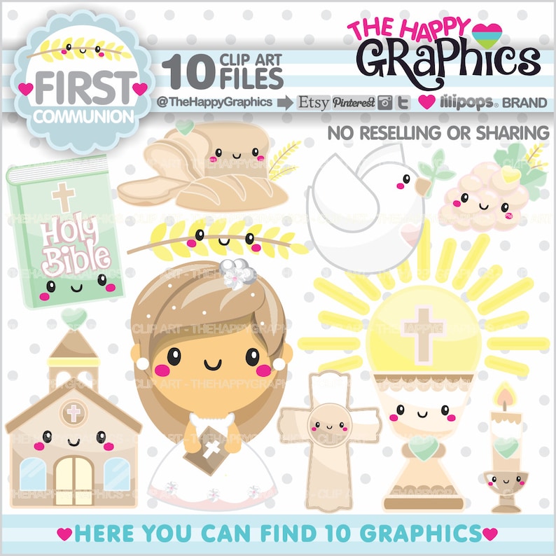 First Communion Clipart, First Communion Graphics, Commercial Use, Girl Clipart, Girl First Communion image 1