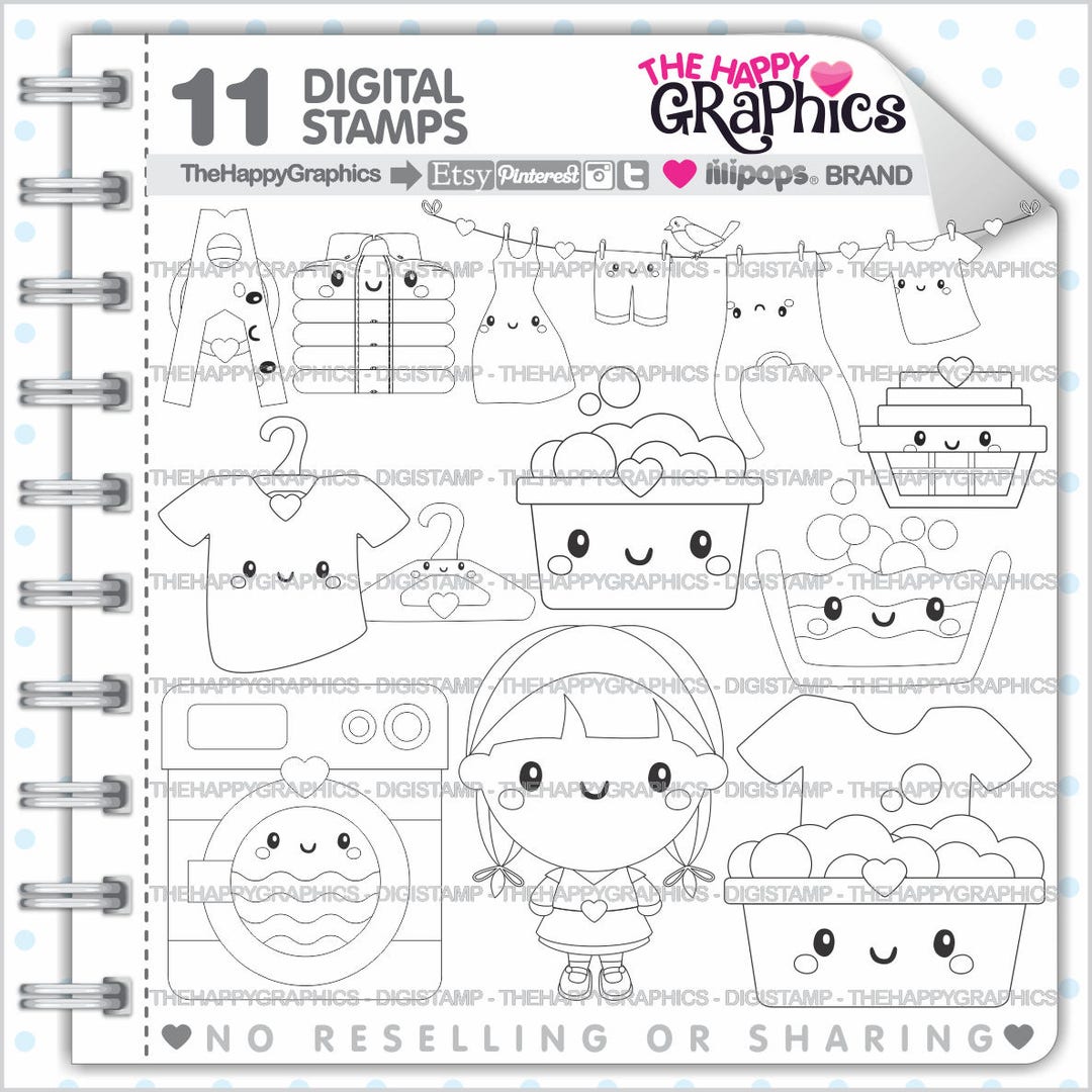 Laundry Stamps Commercial Use Digi Stamp Digital Image - Etsy