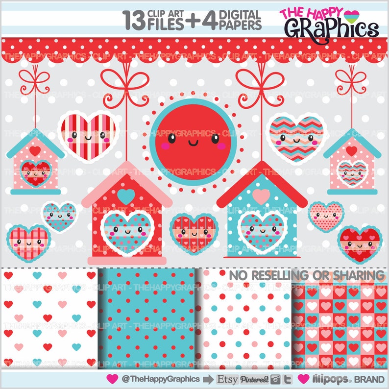 Valentine Clipart, Love Clipart, Valentines Day Clipart, COMMERCIAL USE, Cute, Planner Accessories, Valentine Graphics, Love Graphic image 1