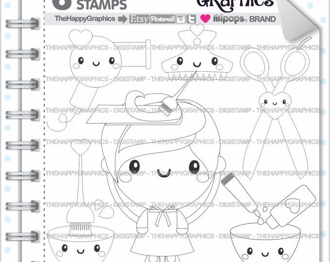 Salon Stamps Commercial Use Digi Stamp Digital Image Salon - Etsy