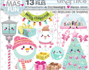 Christmas Clipart, Christmas Graphics, COMMERCIAL USE, Christmas Party, Snowman Clipart, Winter Clipart, Pink Christmas, Snowman Graphics