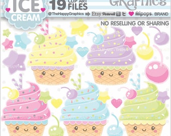 Ice Cream Clipart, Ice CreamGraphic, COMMERCIAL USE, Summer Clipart, Birthday Clipart, Cute Clipart, Printable Image, Sweet Clipart, Digital