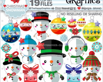 Christmas Clipart, Christmas Graphics, COMMERCIAL USE, Christmas Party, Planner Accessories, Winter Clipart, Snowman Graphic, Snowman