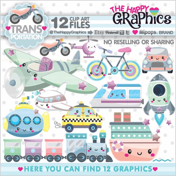 Transportation Clipart, Transportation Graphics, Commercial Use, Transportation Party, Vehicle Clip Art, Il_570xn