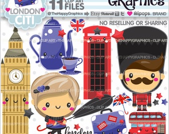 London Clipart, London Graphics, Commercial Use, London Party, City Clipart, Europe Clipart, British Clipart, London Theme, Cute Clipart