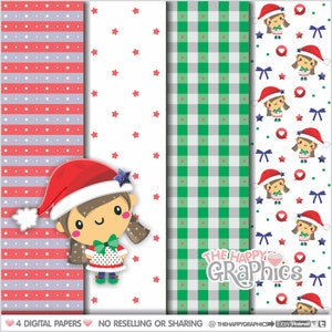 Christmas Pattern, Christmas, Digital Papers, COMMERCIAL USE, Christmas Papers, Cute Digital Papers, Winter Pattern, Winter Paper, Stars image 1