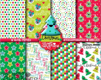 Christmas Digital Paper, COMMERCIAL USE, Christmas Printable Paper, Digital Paper Pack, Christmas Party, Christmas Celebration