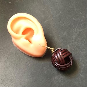 Handmade large leather knot earrings