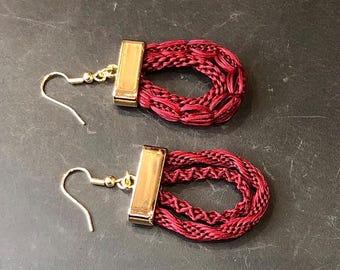 Handcrafted hairwork earrings, made from real human hair