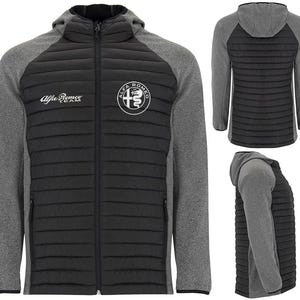 Haftowane logo Alfa Romeo na kamizelce hybrydowej Kurtka Blouson Chaqueta Giacca Cadeau Sweat Urodziny Tuning Wyścigi Motorsport Auto Pomysły na prezenty