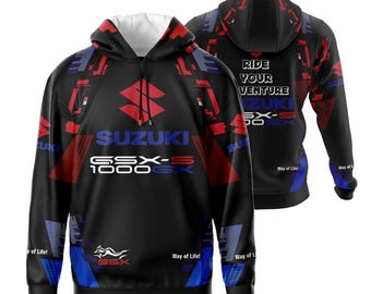 Motorcycle Light Hoodie / Moto Gift for Suzuki GSX-S 1000GX Biker, Handmade Graphic Design Streetwear, Custom Sweatshirts Motorbike Gifts
