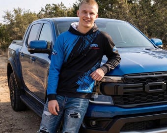 Sudadera ligera de automovilismo / Sudadera de carreras, regalo para fanáticos del Ford Raptor / Ropa de calle todoterreno 4x4 personalizada, chaqueta con diseño gráfico personalizado