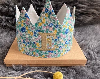 Birthday Crown, liberty, reversible, initial, party hat, party crown, birthday, children’s gift, custom