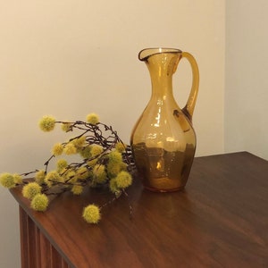 Vintage Rainbow Glass Amber Pitcher
