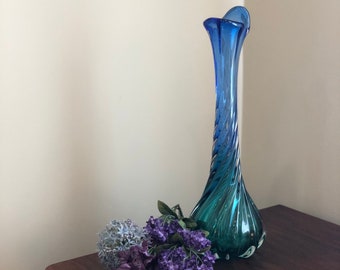 Vintage Hand Made Ombre Glass Flower Vase