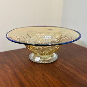 Blenko signed Hank Adams 3106 bowl in topaz/turquoise.