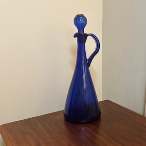 Vintage Handblown Colbalt Glass Decanter