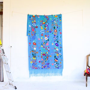 Extra Long Vintage Hand Embroidered Panel/Blanket image 1