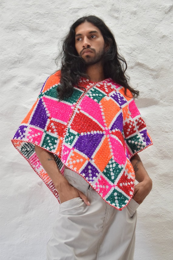 Traditional Mexican Cross Stitch Poncho