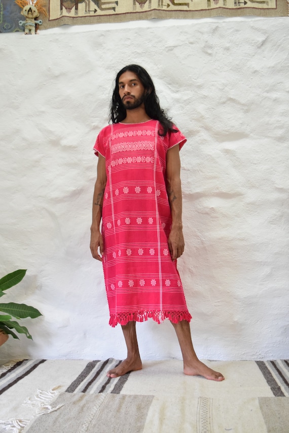 Vintage Mexican Amuzgo Huipil. Mexican Woven Dres