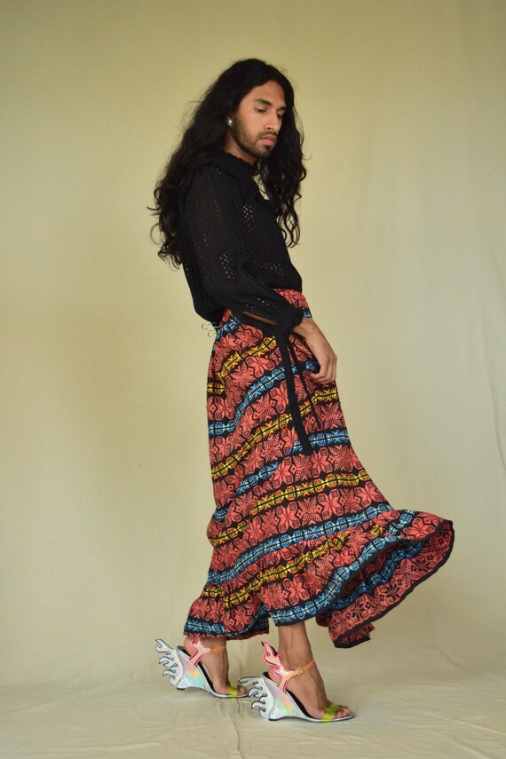 Vintage Mexican Skirt. Mexican Woven Skirt.