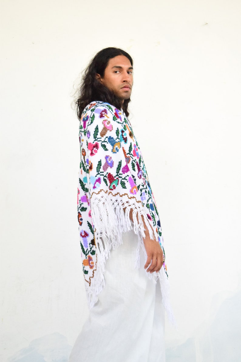 Mexican Poncho. Vintage Poncho. Embroidered Cape. image 3