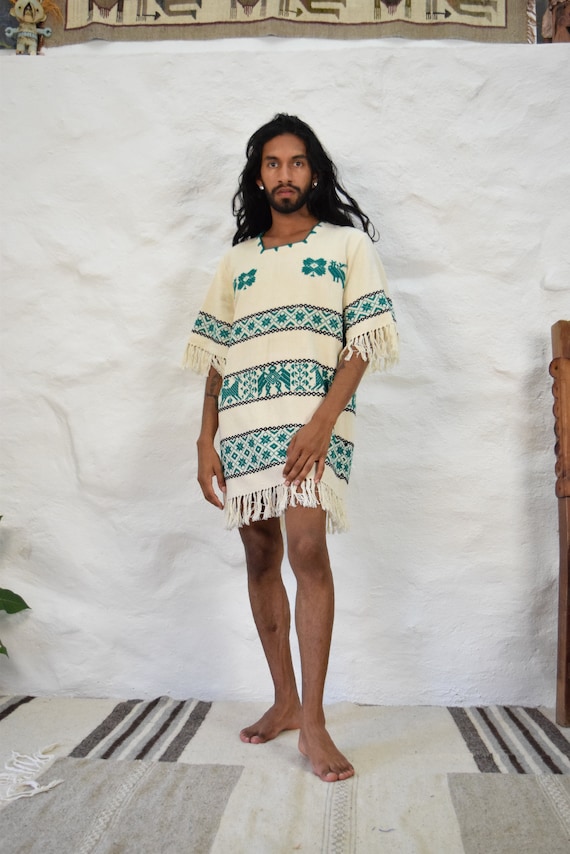 Vintage Mexican Dress. Woven Dress. Mexican Huipil