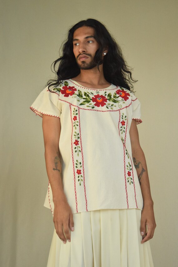 Hand Embroidered Mexican Blouse. Embroidered Blous