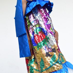 Hand Embroidered Taffeta and Sequin Les Jesus Dress image 7