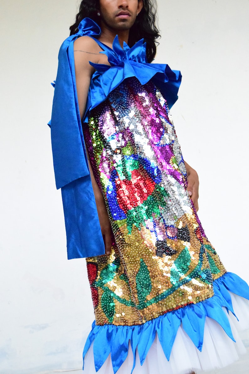 Hand Embroidered Taffeta and Sequin Les Jesus Dress image 7