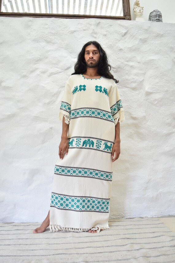 Vintage Mexican Dress. Woven Dress.