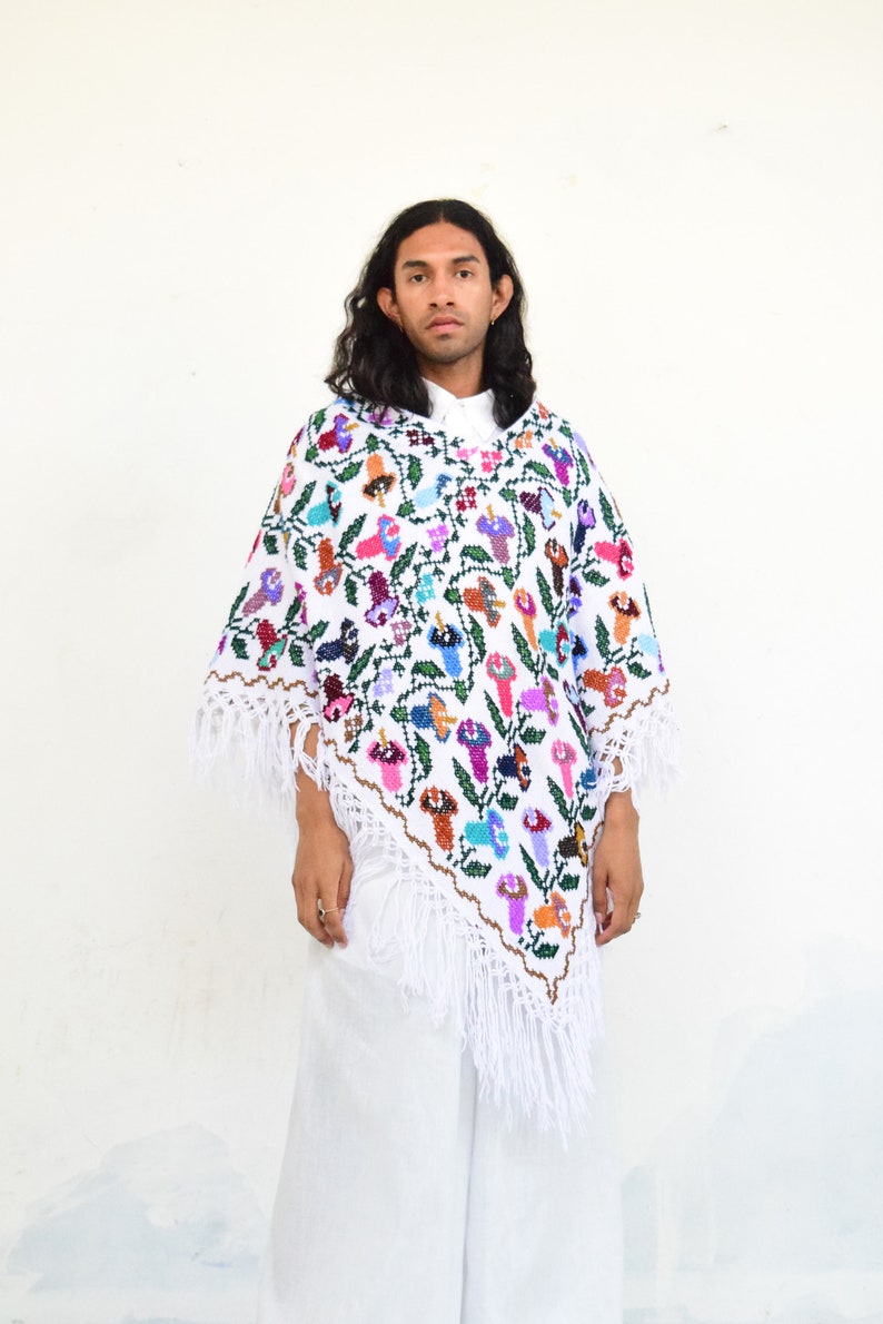 Mexican Poncho. Vintage Poncho. Embroidered Cape. image 1