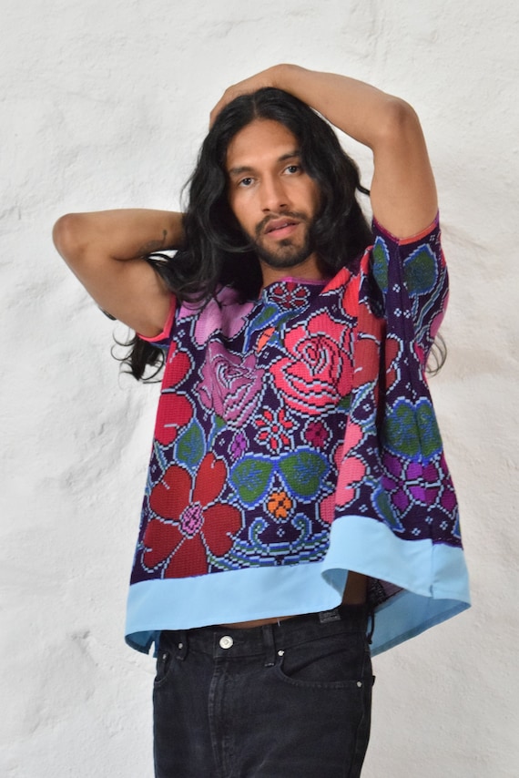 Embroidered Mexican Blouse. Mexican Huipil.