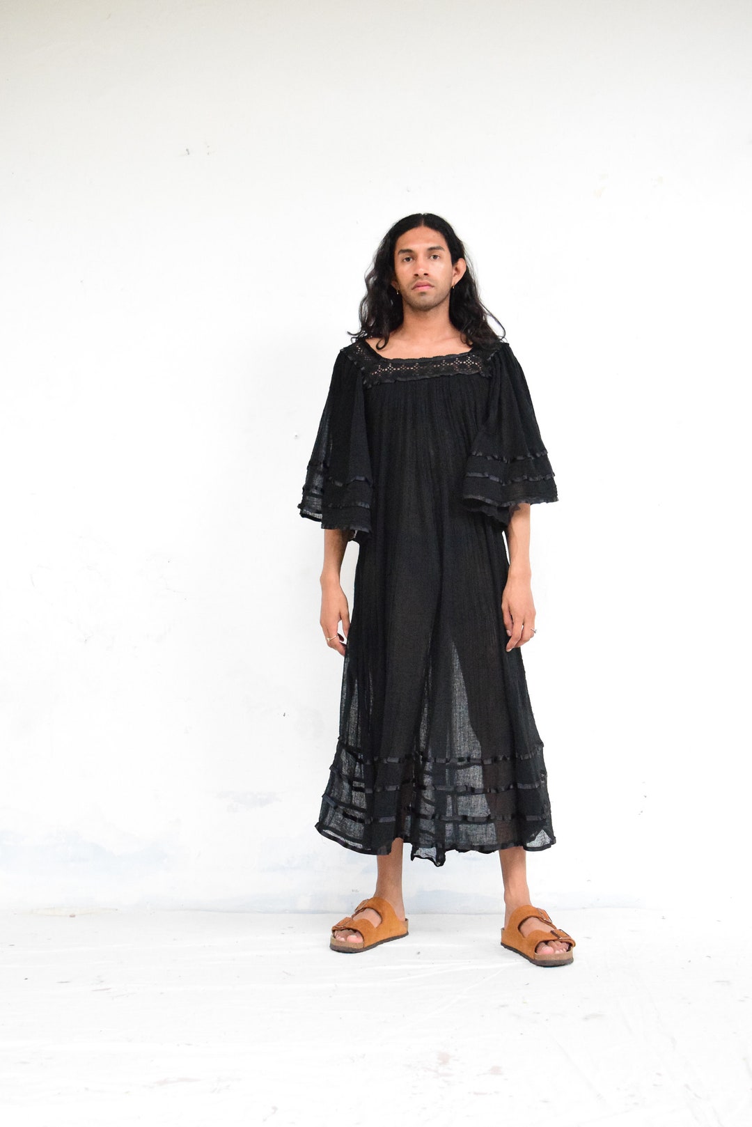 Black Gauze Dress Etsy