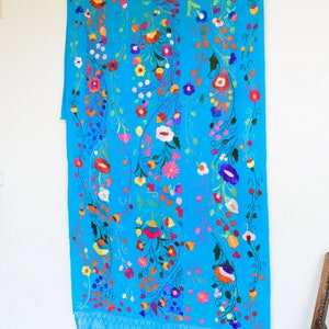 Extra Long Vintage Hand Embroidered Panel/Blanket image 3