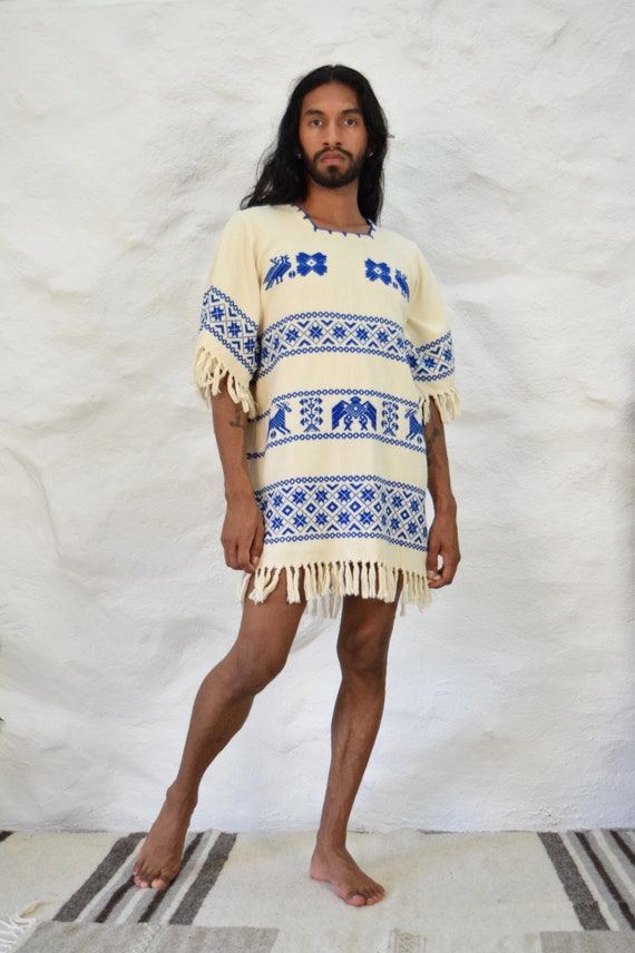 Vintage Mexican Dress. Woven Dress. Mexican Huipil