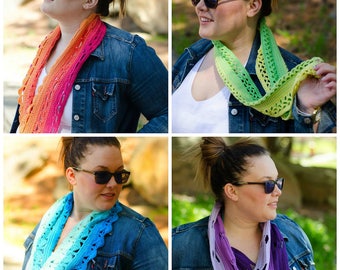 Crochet Scarf Pattern 4 Pack | Ombre Scarf Patterns | Spring & Fall Scarves | Make and Sell | Infinity Scarf Patterns | Fall Accessories