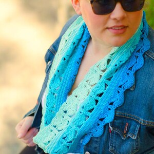 Crochet Scarf Pattern PDF Instant Download in 100% Cotton, Easy, Versatile Accessory with Gradients/Ombre Changes, Make and Sell image 4